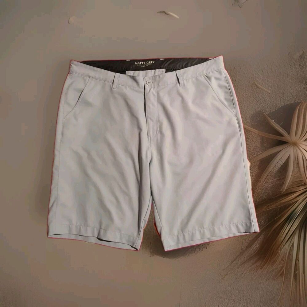 Matte Grey Golf Shorts Mens Size 40 Light Blue Haus Of Grey Flat Front